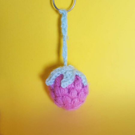 Crochet Raspberry Keychain